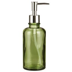 Sbedispenser grnt glas m/slvfarvet pumpe