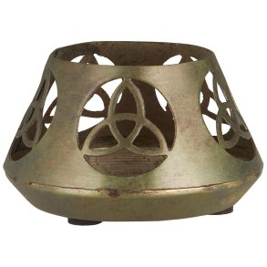 Stage t/fyrfadslys konisk cirkelmnster grn patina