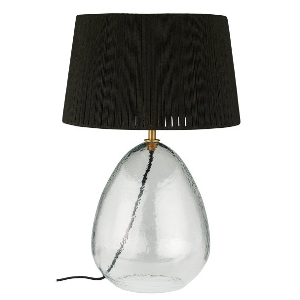 Bordlampe Kairo m/struktureret glas og sort juteskrm
