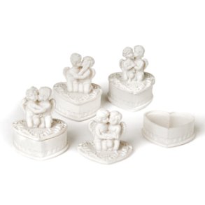 Dse, poly., hvid, hjerte med engel