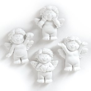 Engel, poly., hvid, med magnet, 4 stk i ske