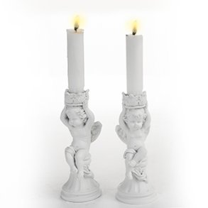 Lysestage med engel,