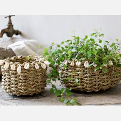 Kurv i flet m. muslingeskaller, lille