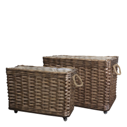 Chic Antique, Fransk Kurv m. hjul s�t af 2 kisteform