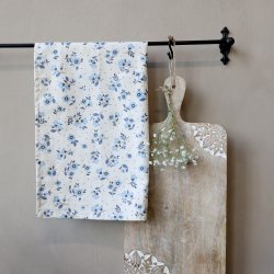  Aix Viskestykke m. blomster, L70/B50 cm ocean blue