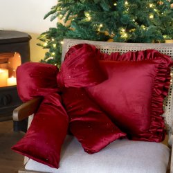 Sl�jfe i velour m. glimmer, cherry