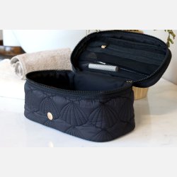 Chic Antique, Toilettaske m. quiltet muslingem�nster, sort oval