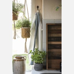 Viskestykke m/bl og smalle sorte striber