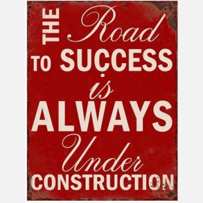 Metal skilt, the road