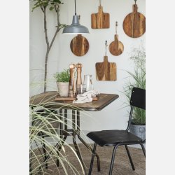 Hngelampe gr med  hvid inderskrm 