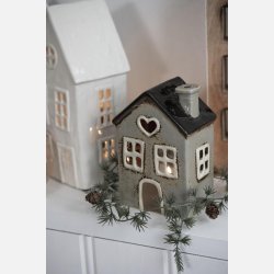 Hus t/fyrfadslys Stillenat hjerte,gr