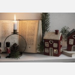 Hus t/fyrfadslys Stillenat hjerte 4 vinduer front