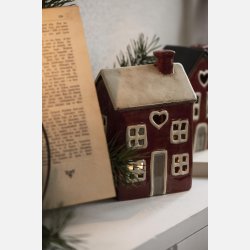 Hus t/fyrfadslys Stillenat hjerte 4 vinduer front