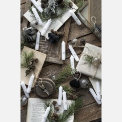 Kalenderlys 1-24 bedelys hvid m/gr tal