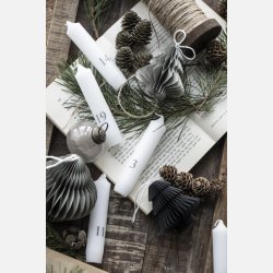 Kalenderlys 1-24 bedelys hvid m/gr tal