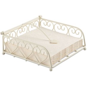 Servietholder, hjerter, creme