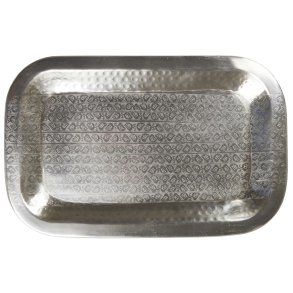 Bakke firkantet m/bladmnster antik slvfinish