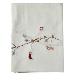 Dug med broderi jul, 240cm