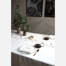 Dug med broderi jul, 240cm