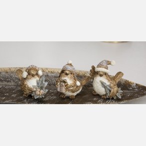 Fugle, m. huer, guld/hvid,  