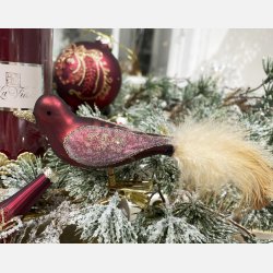 Deko glasfugl, mat rd