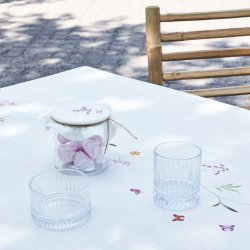 Dug coated med print, hvid med blomst