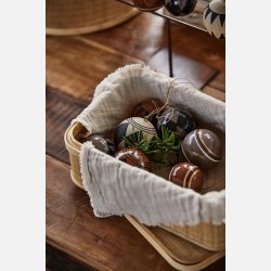 Julekugle papmache rustic brown m/m�nster 3 stk