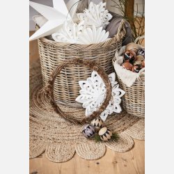 Julekugle papmache rustic brown m/m�nster 3 stk