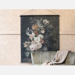 Lrred til ophng m. blomsterprint, stort