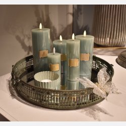 Spejlbakke, rund, antik brun/slv, m. hanke