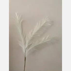 Kunstig blomst fjer, 3 blomster, 3 grene, hvid