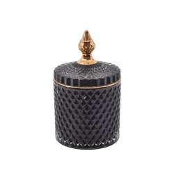 Liva krukke, med guldkant Sort