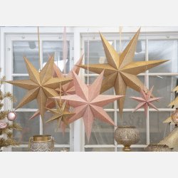 Julestjerne med glitter og LED, rosa