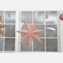 Julestjerne med glitter og LED, rosa