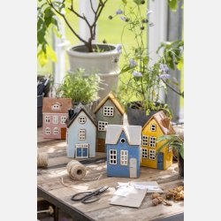 Hus t/fyrfadslys Nyhavn dobbeltdr sort tag