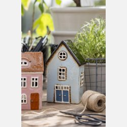 Hus t/fyrfadslys Nyhavn dobbeltdr sort tag