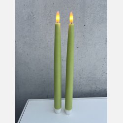 LED kronelys, 2 stk i pakke, lime