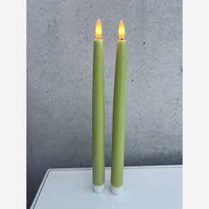 LED kronelys, 2 stk i pakke, lime