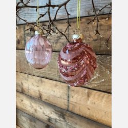 Evie glasg med glitter til ophng, Rosa