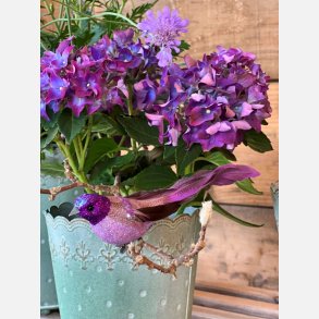 Deko fugl med clips Lilla