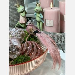 Deko fugl med perle og clips, Rosa