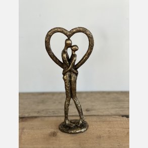 Kyssende par med hjerte, antik guld