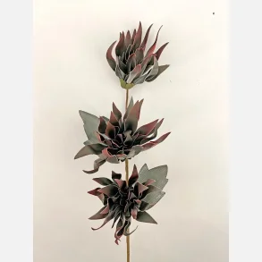Kunstig blomst, 2 grene, 3 blomster, Bordeaux