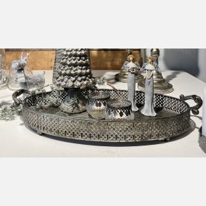 Bakke, oval, antik slv