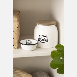 Dse til kattemad hvid m/kattemotiv og trlg 2,2 ltr