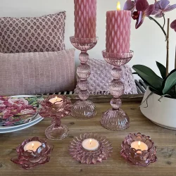 Fyrfadsholder, blomst, pink