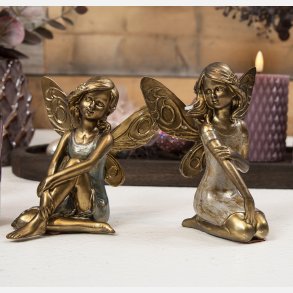 Englepiger siddende, guld