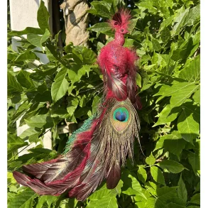 Deko pfugl med lang hale, rd