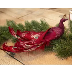 Deko pfugl. rd m glimmer