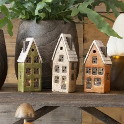 Keramikhus til fyrfadslys, grn